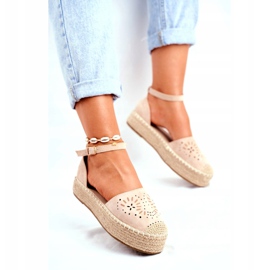 SEA Dámské espadrilky na béžové palermské lněné platformě béžový 2