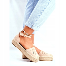 SEA Dámské espadrilky na béžové palermské lněné platformě béžový 3