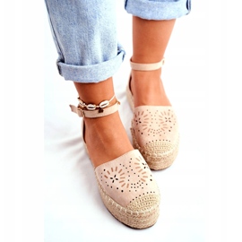 SEA Dámské espadrilky na béžové palermské lněné platformě béžový 4