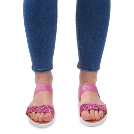 Sandály S gumičkou V12817 Růžová růžový stříbrný 1