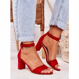 EVE Dámské sandály na podpatku semišové červené Lexi 2