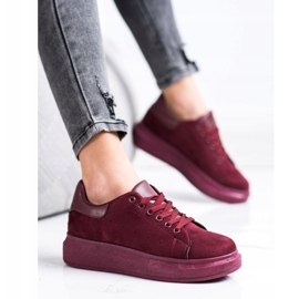 SHELOVET Semišové tenisky na platformě červený 1