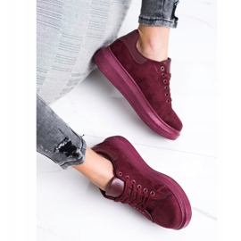 SHELOVET Semišové tenisky na platformě červené 2