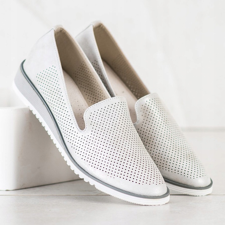 Goodin Prolamované kožené pány stříbrný šedá 2