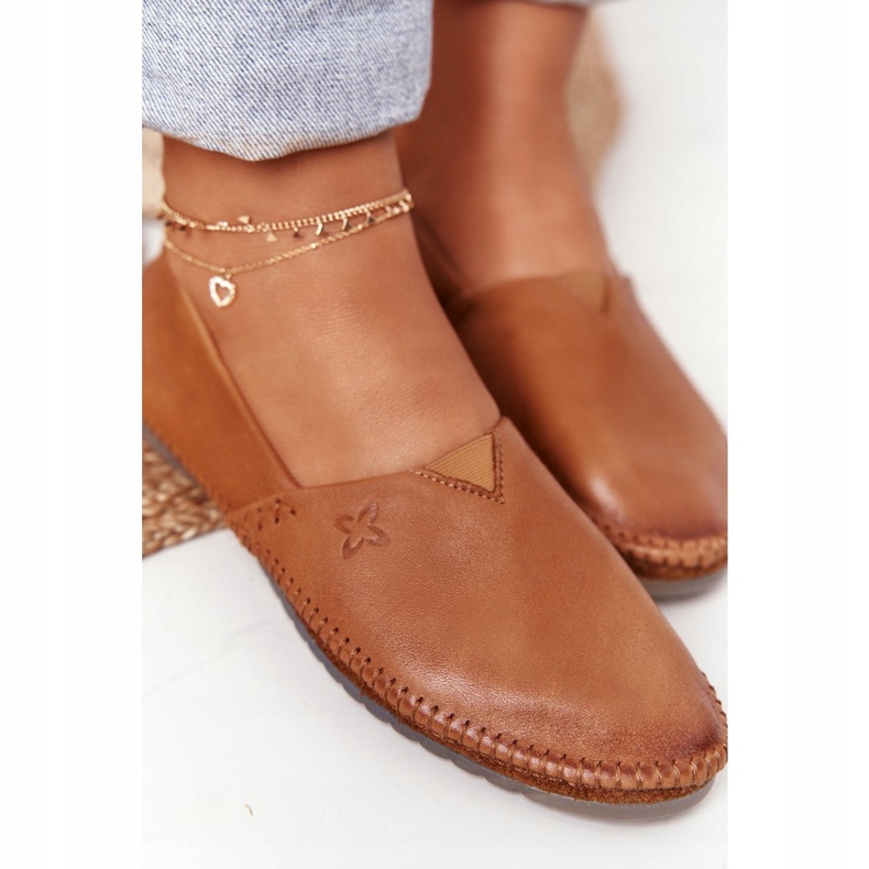 Dámské kožené balerínky Maciejka červená 01930-52 hnědý 2