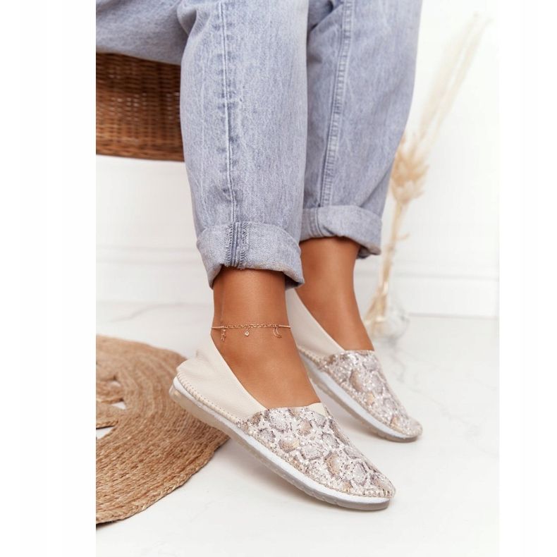 Dámské kožené balerínky Maciejka béžovo-zlaté 01930-81 béžový zlatý 2