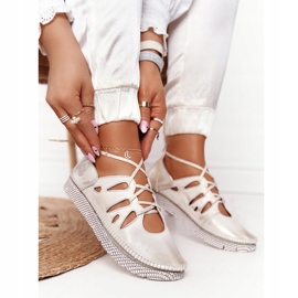 Dámské kožené boty Maciejka béžovo-zlaté 04449-25 béžový zlatý 2