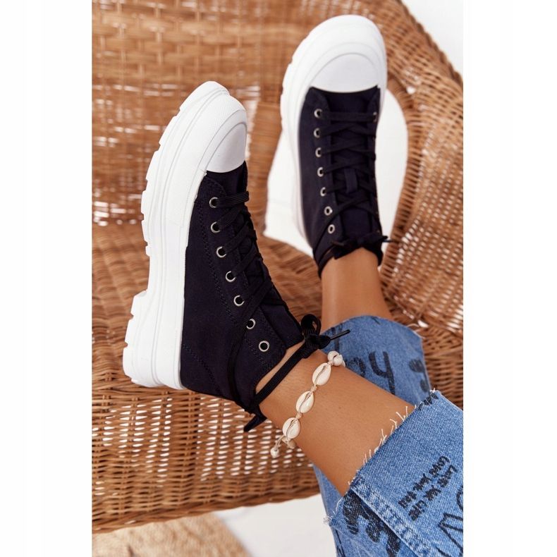 FB2 Dámské vysoké tenisky na velké podrážce černé Trissy černá 1