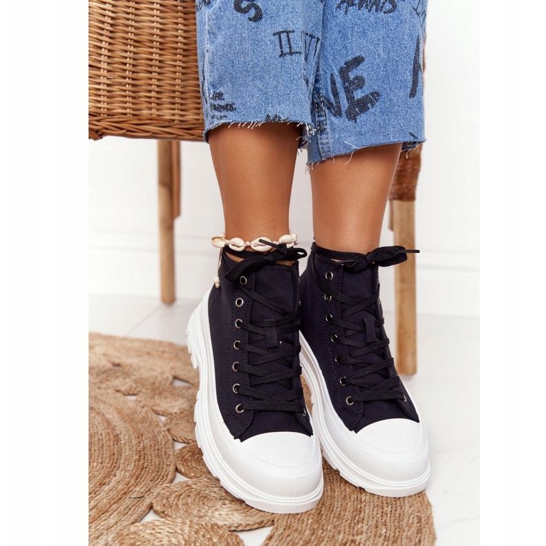 FB2 Dámské vysoké tenisky na velké podrážce černé Trissy černá 2