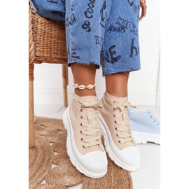 FB2 Dámské vysoké tenisky béžové Trissy na velké podrážce béžový 1