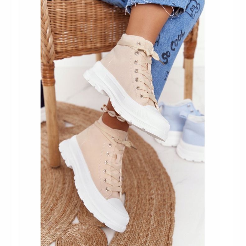 FB2 Dámské vysoké tenisky béžové Trissy na velké podrážce béžový 2