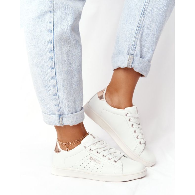 Dámské kožené tenisky Big Star DD274583 v bílé mědi bílý zlatý 1 Dámské kožené tenisky Big Star DD274583 v bílé mědi bílý zlatý 1