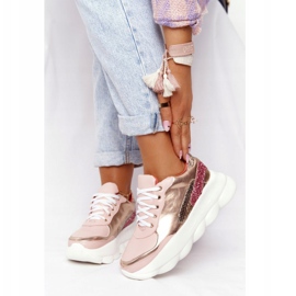 Dámská sportovní obuv na platformě lu boo růžová růžový zlatý 1