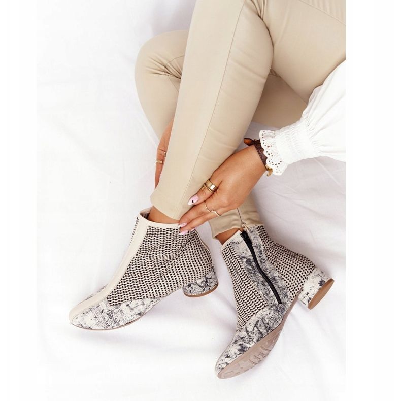 Boty s pletenou patou Maciejka 04937-03 šedá béžový 2