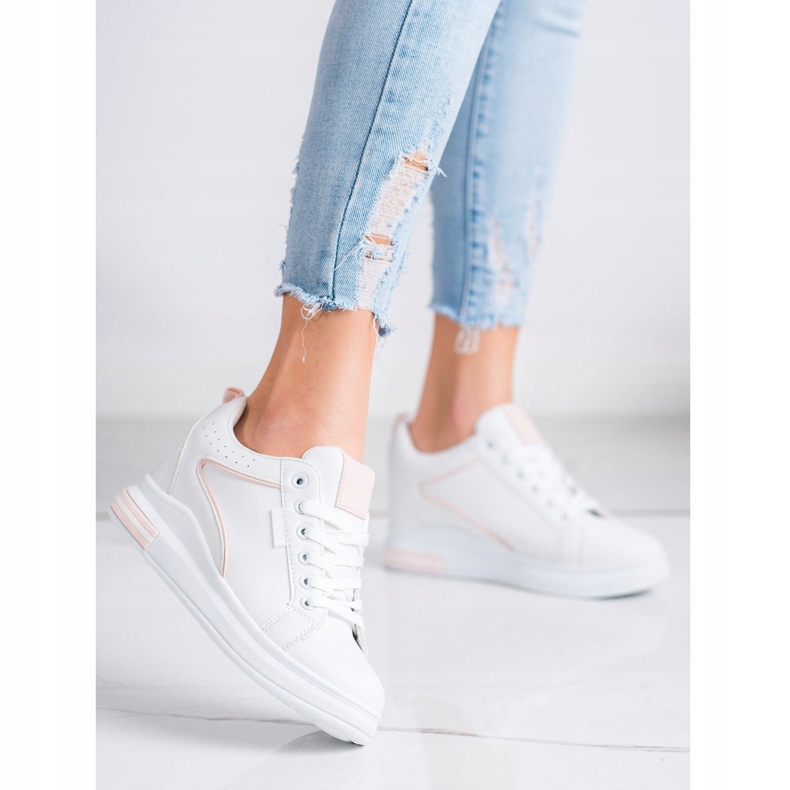 SHELOVET Bílé boty se skrytým klínem bílý 2 SHELOVET Bílé boty se skrytým klínem bílý 2