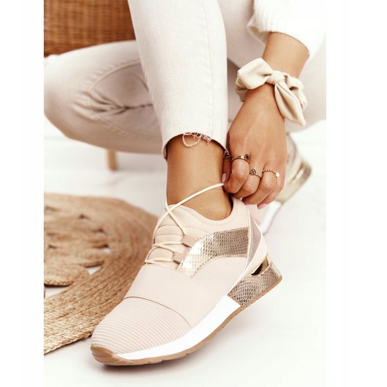 FB2 Dámské sportovní boty Tenisky béžové a zlaté Netta béžový zlatý 1