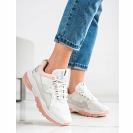 Ideal Shoes Tenisky Na Růžové Platformě bílý 1