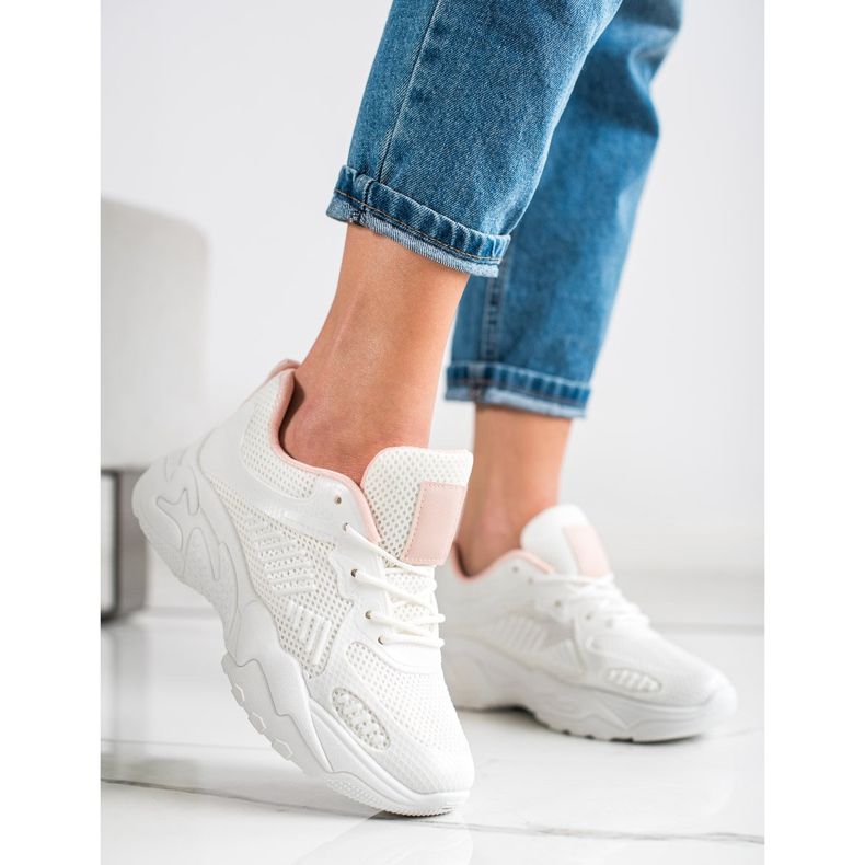 SHELOVET Jarní bílé tenisky bílý růžový 1