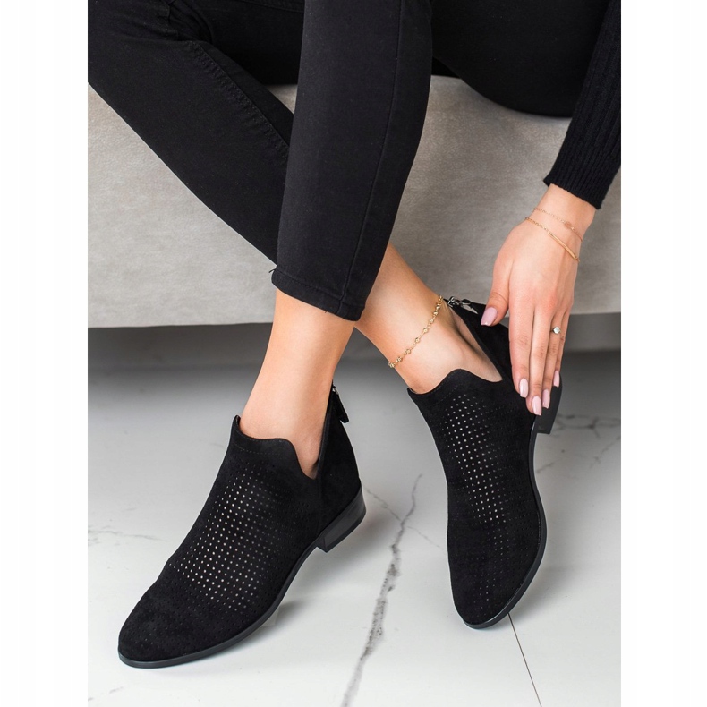 VINCEZA jarní prolamované boty černý 1