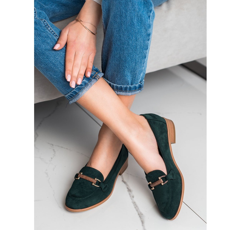 Mokasíny na podpatku VINCEZA zelená 2