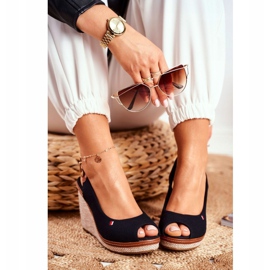 PS1 Tommy černé pletené klínové sandály hnědý černá 1