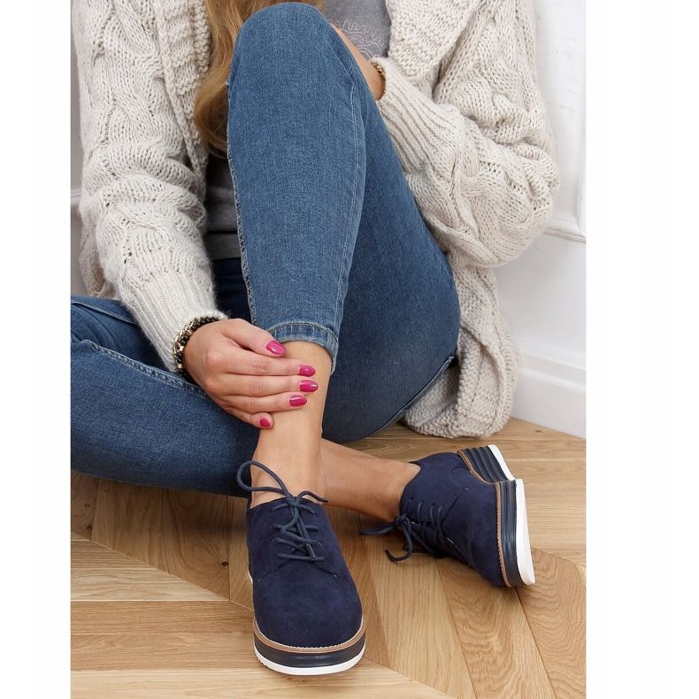 Dámské krajkové mokasíny námořnická modrá 8988-45 modrá 1