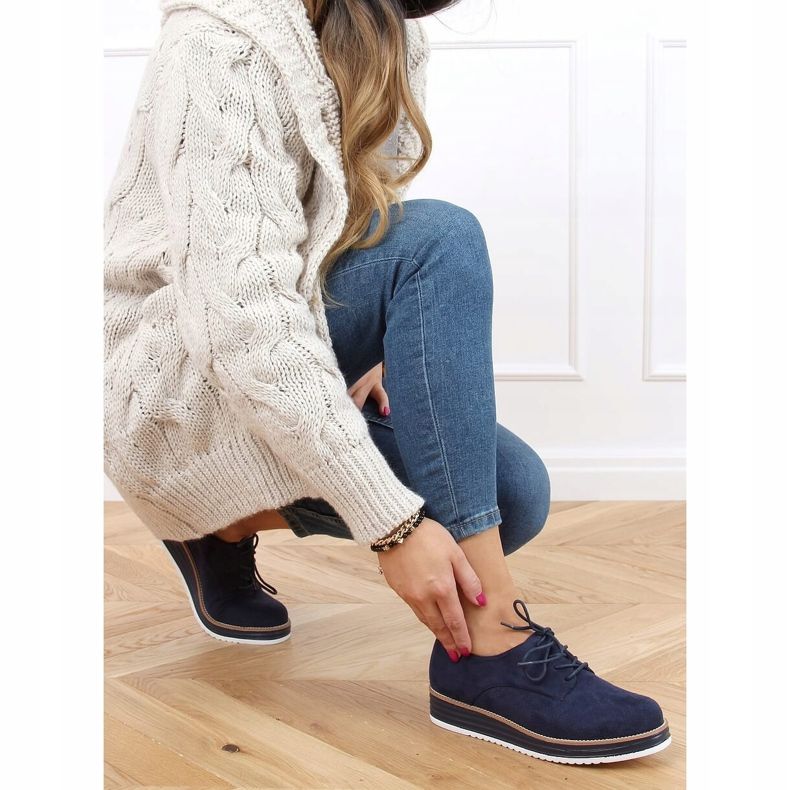 Dámské krajkové mokasíny námořnická modrá 8988-45 modrá 2