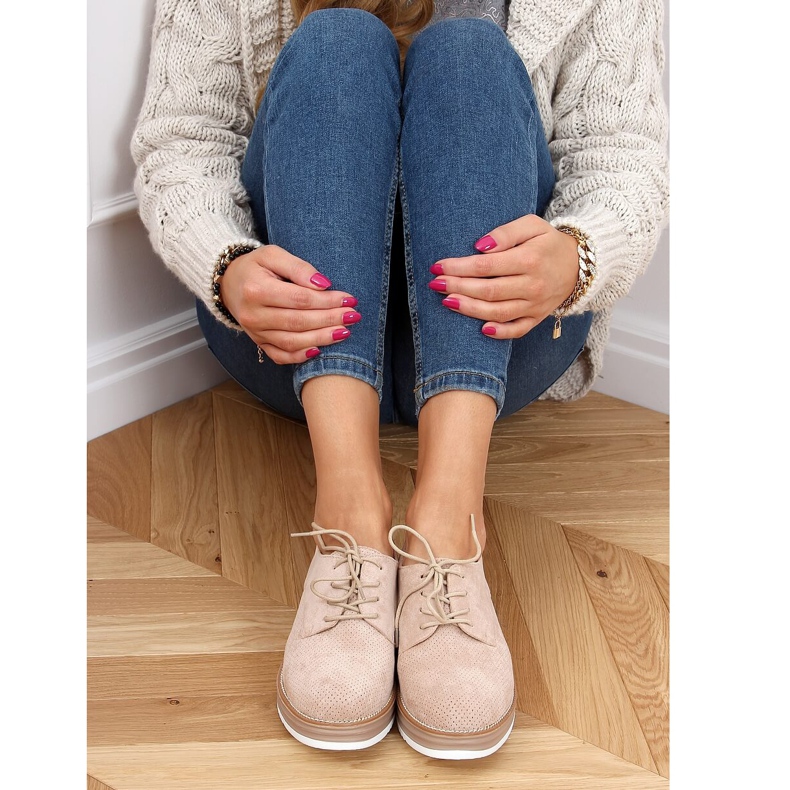 Dámské šněrovací mokasíny béžové 8988-45 Béžové béžový 2