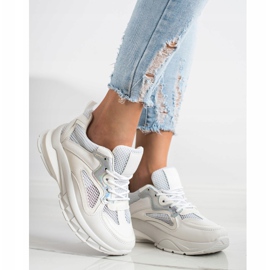 SHELOVET Bílé tenisky na platformě bílý 1