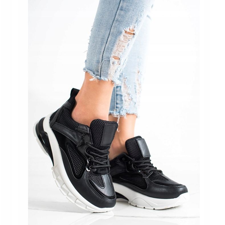 SHELOVET Černé tenisky na platformě černá 2