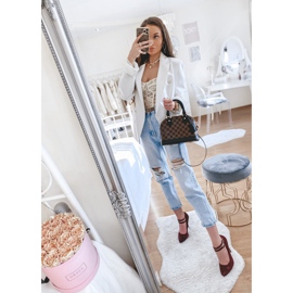 Burgundské semišové lodičky na podpatku L408 červené 1