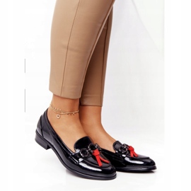 Elegantní dámské mokasíny Vinceza 10585 lakované černé černá červené 1