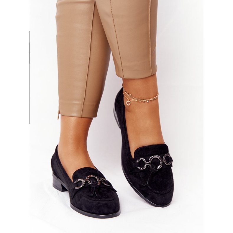Elegantní dámské mokasíny Vinceza 10585 Suede Black černý 1