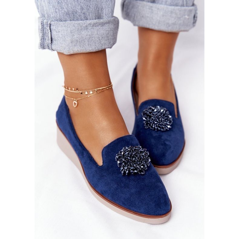 Elegantní klínové boty Vinceza 10580 Suede Navy Blue námořnická modrá 2