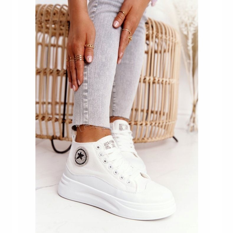 Dámské vysoké tenisky na platformě bílá milá dívka bílý 2