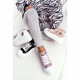 Dámské vysoké tenisky na černé platformě Nice Girl bílý černý 1