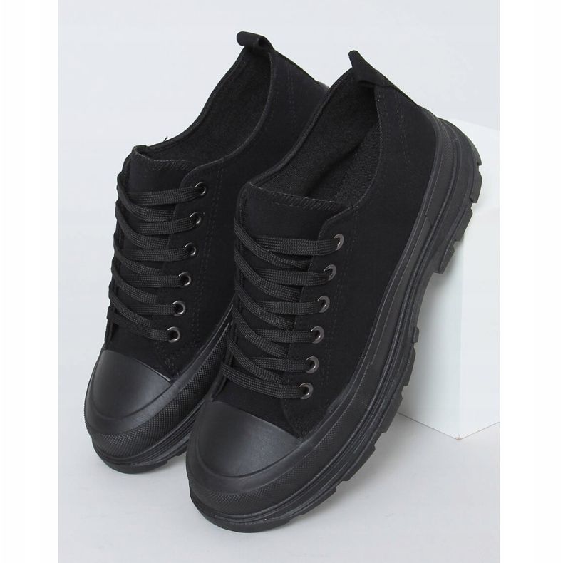 Černé dámské tenisky (černá podrážka) LA122 Allblack černý 1