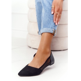 Černé semišové balerínky ve špici se sítí černá 2