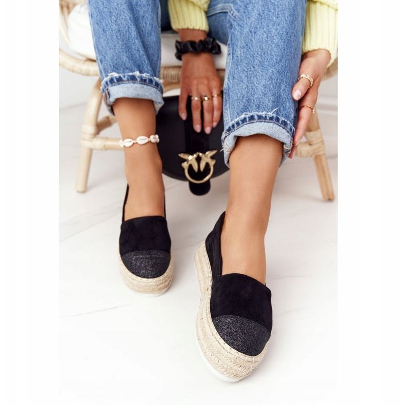 S.Barski Espadrilky na platformě Straw S. Bararski Black černý 1