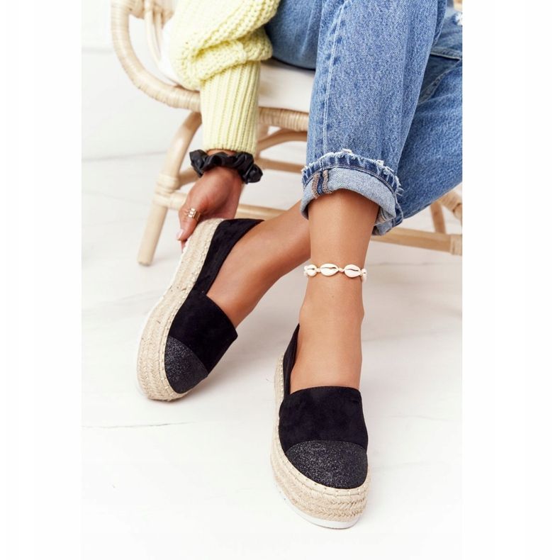 S.Barski Espadrilky na platformě Straw S. Bararski Black černý 2