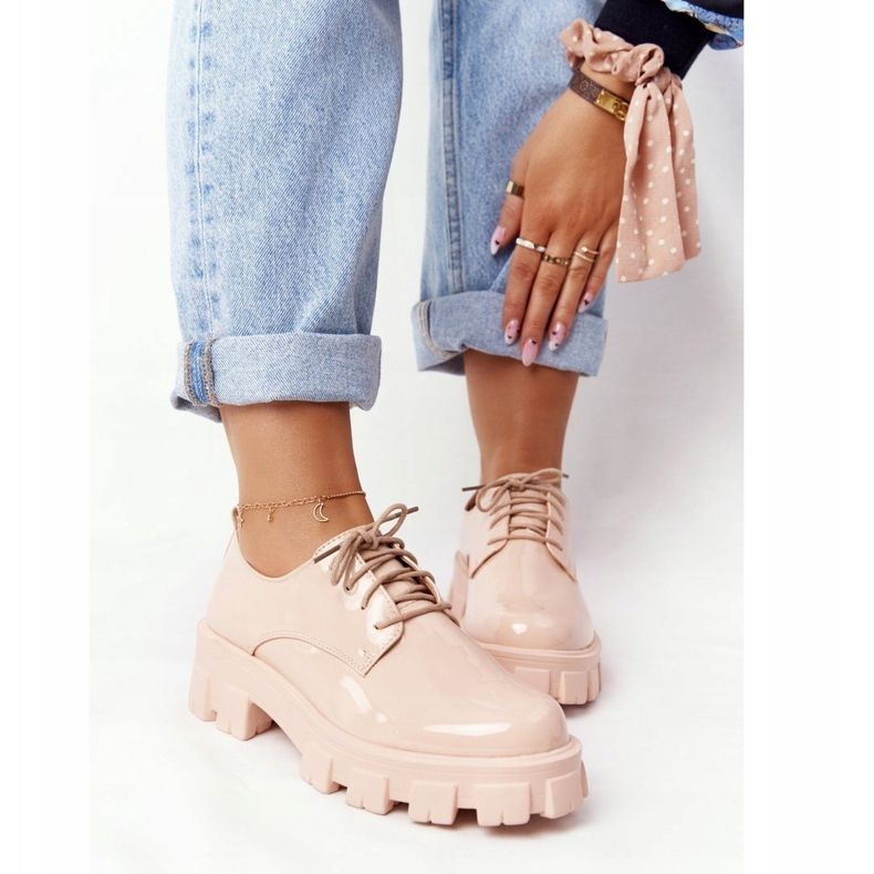 PS1 Dámské oxfordky na platformě Nude Imogen béžový růžový 1
