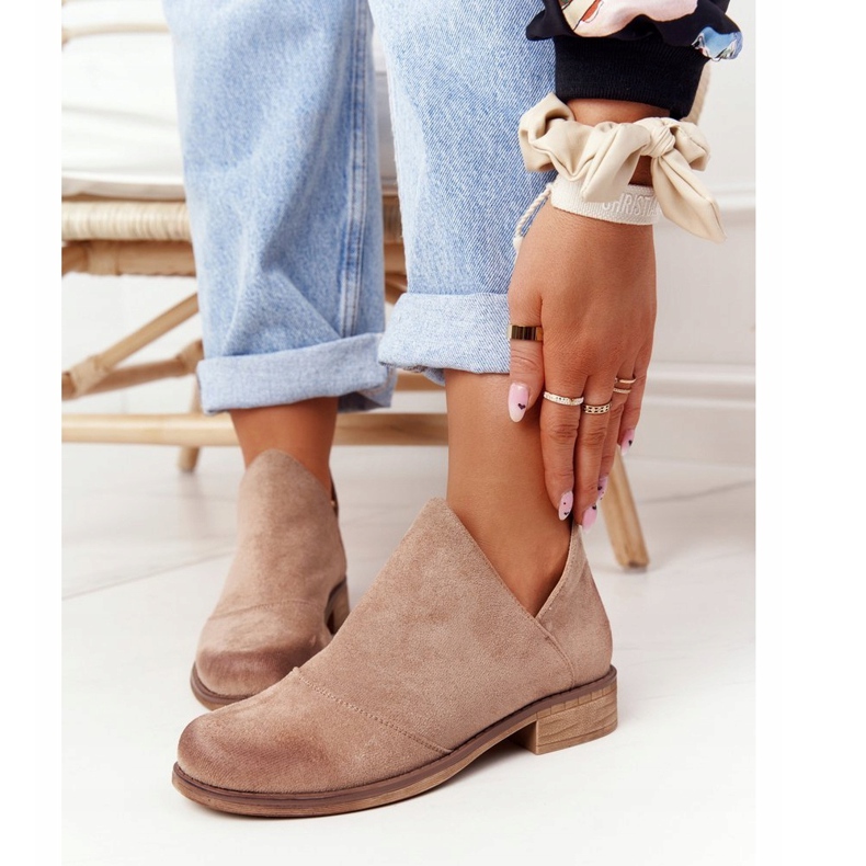 PS1 Dámské boty s vykrojenými béžovými Hillary hnědý 2