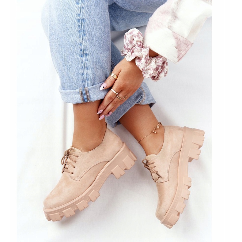 PS1 Dámské semišové boty na platformě Nude Imogen béžový růžový 1