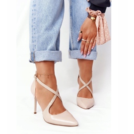 PV3 Elegantní kožené vysoké podpatky Visconi 7400 béžové béžový 1