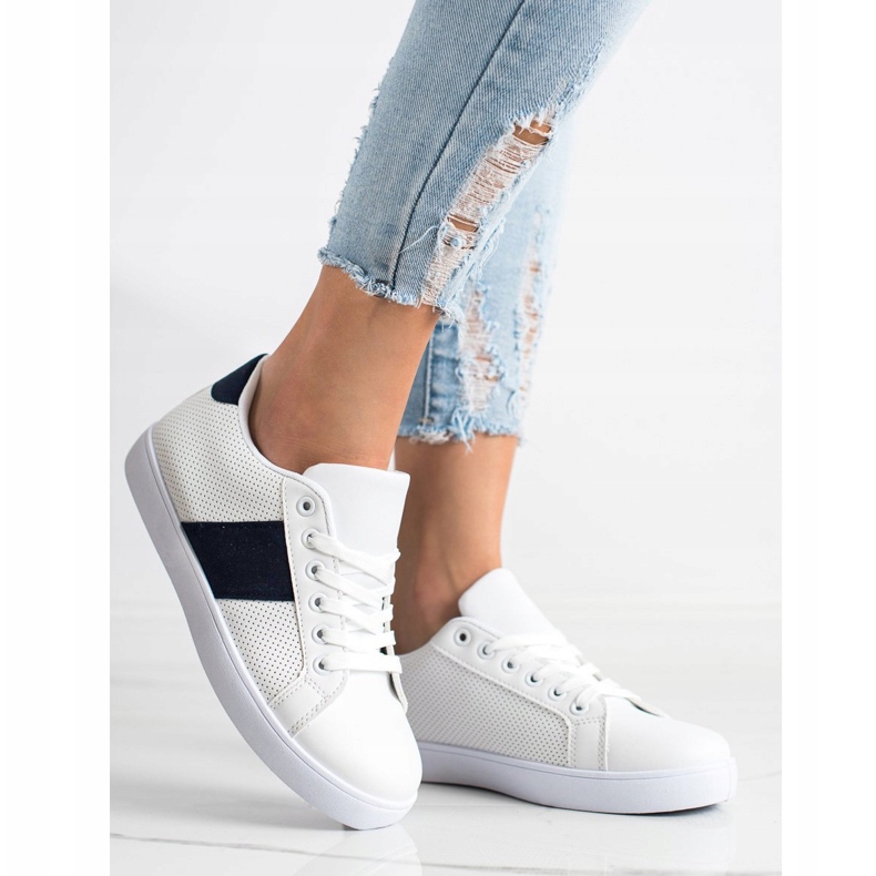 SHELOVET Prolamované tenisky s eko kůží bílý 2