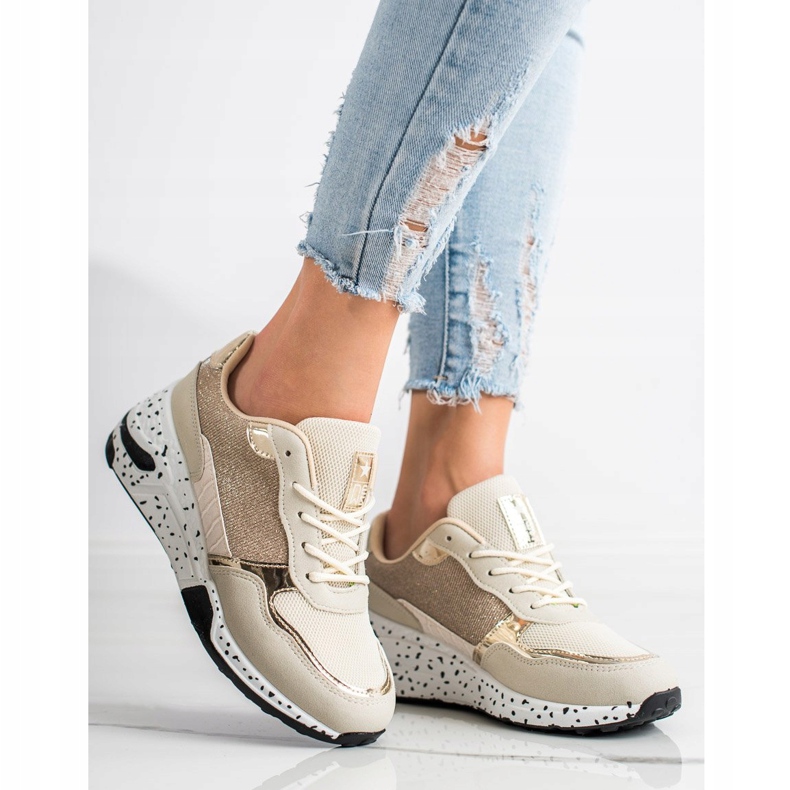 SHELOVET Zlaté klínové tenisky vícebarevný zlatý 1