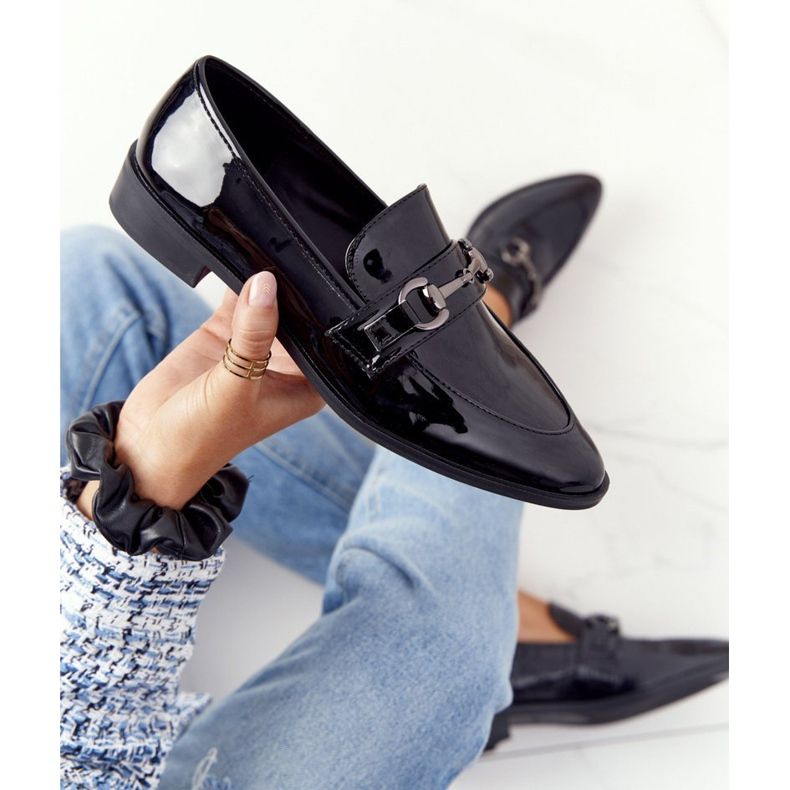 S.Barski Elegantní dámské mokasíny S. Barski Lacquered Black černá 2