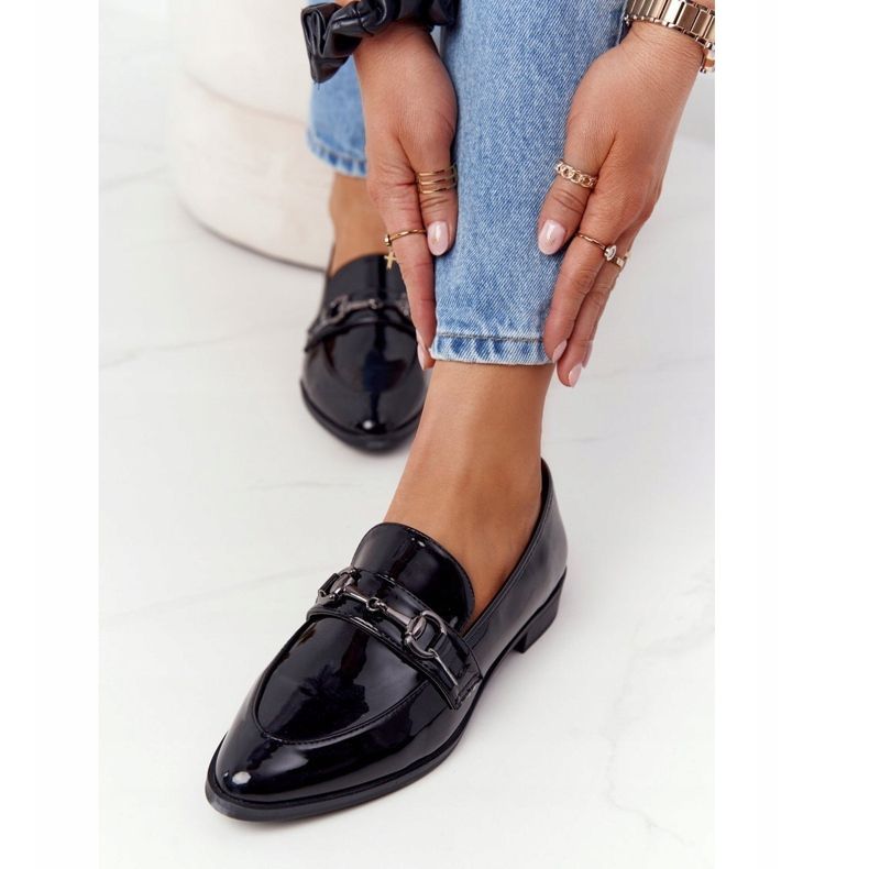 S.Barski Elegantní dámské mokasíny S. Barski Lacquered Black černý 1