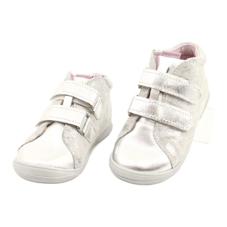 Mazurek Sportovní kožené boty se suchým zipem 1264 stříbrné stříbrný šedá 2 Mazurek Sportovní kožené boty se suchým zipem 1264 stříbrné stříbrný šedá 2