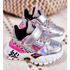 FRROCK Sportovní dětské boty se suchým zipem Buďte šťastní šedá 1